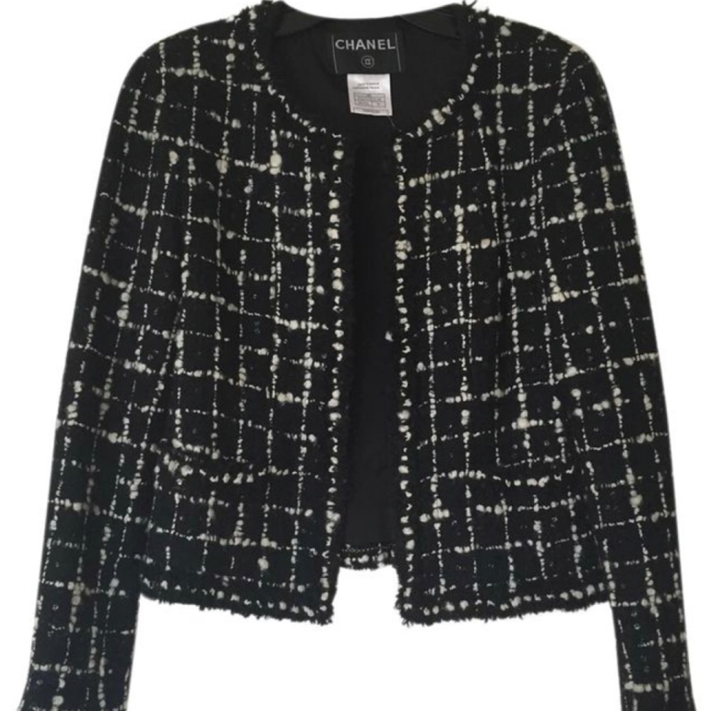 Chanel inspired black and white checkered coat